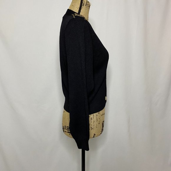 St. John Black Gold Wool Blend Button Up Cardigan Sweater - Picture 5 of 7